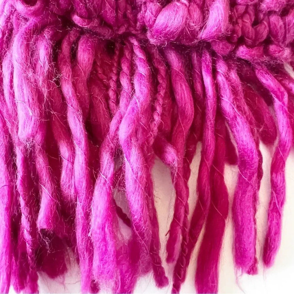 Fair Weather Chunky Knit Hot Pink Rectangle Scarf Barbiecore Valentine’s Day - Picture 6 of 7